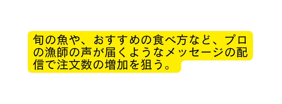 旬の魚や おすすめの食べ方など プロの漁師の声が届くようなメッセージの配信で注文数の増加を狙う